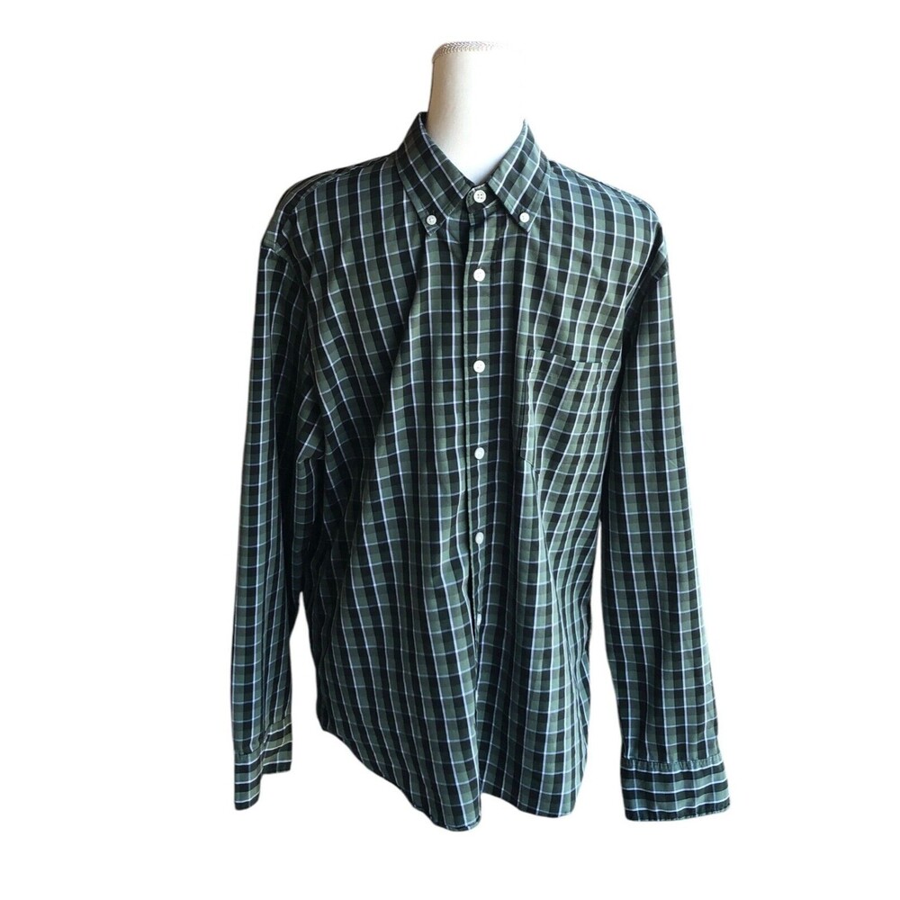 J Crew Performance Button Down Shirt Mens Green Large Slim Untucked
